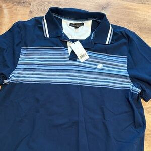 Banana Republic Dark Blue Polo with Light Blue Stripes